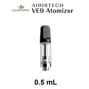 airistech ve9 slim empty refillable cartridge tank for thc & cbd oils