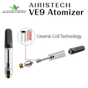 airistech ve9 slim empty refillable cartridge tank for thc & cbd oils