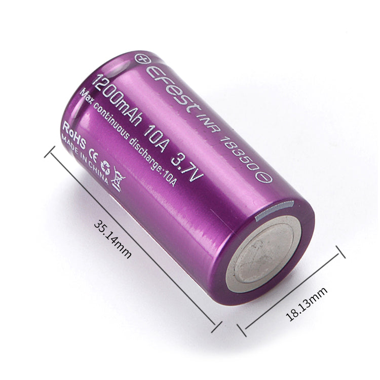 efest 18350 10a 1200mah flat top rechargeable li lion battery (1pc/pack) efest 18350 10a 1200mah flat top rechargeable li lion battery (1pc/pack)