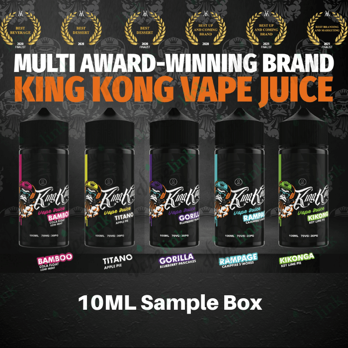 king kong vape juice sample pack 10ml each (5 flavours) king kong vape juice sample pack 10ml each (5 flavours)