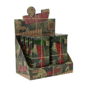 raw camo 100 pre rolled tips limited edition (6tins/display)