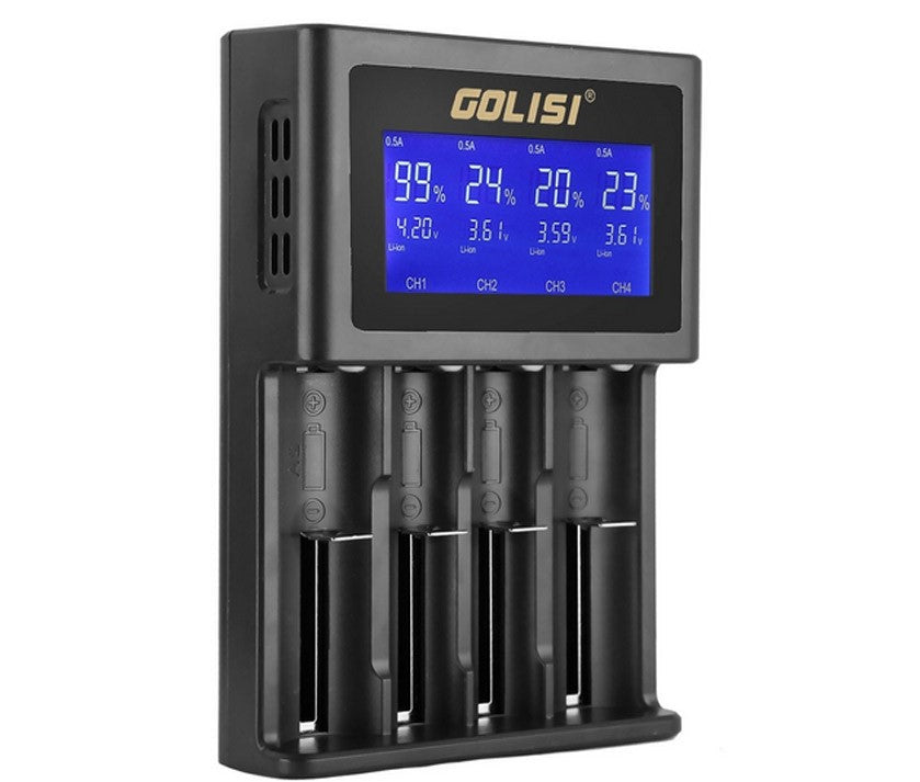 golisi s4 smart charger with lcd screen (4 bay) golisi s4 smart charger with lcd screen (4 bay)