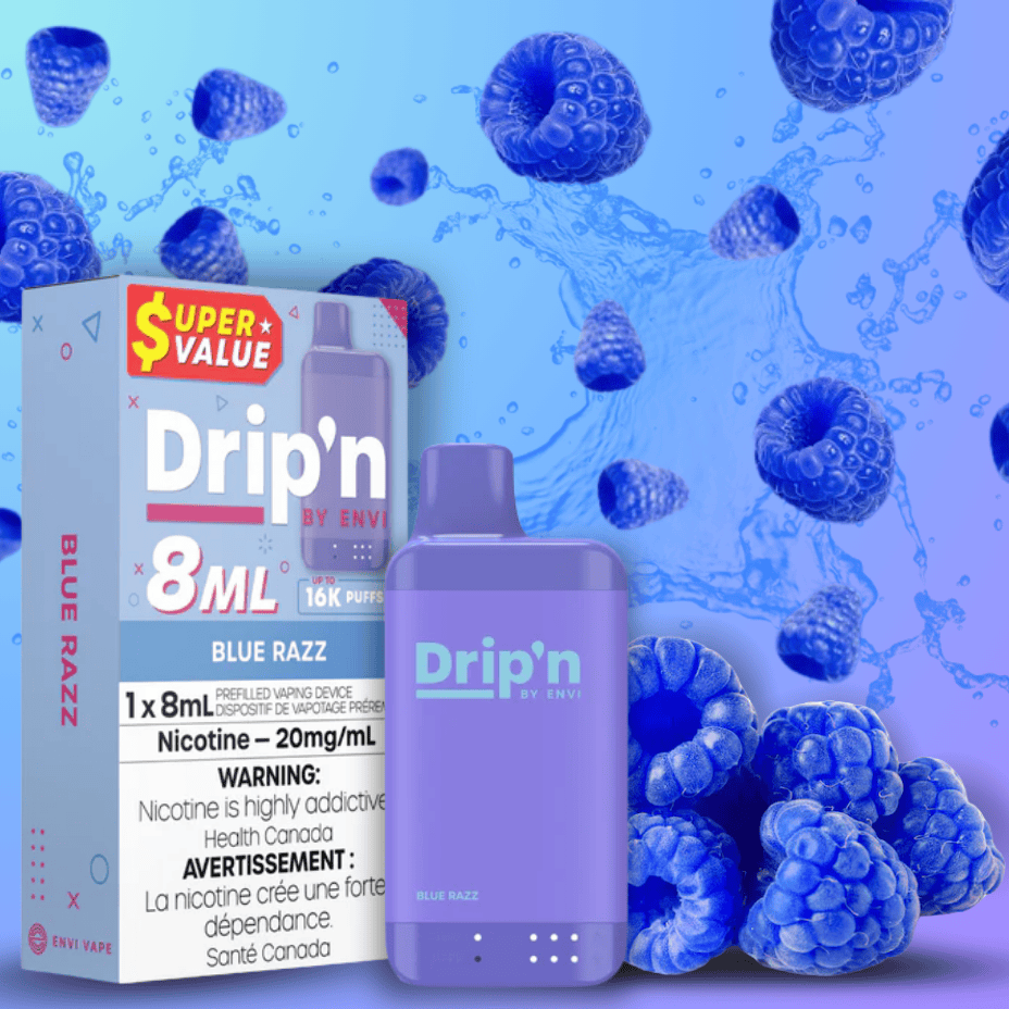 drip'n by envi 16k disposable vape blue razz drip'n by envi 16k disposable vape blue razz