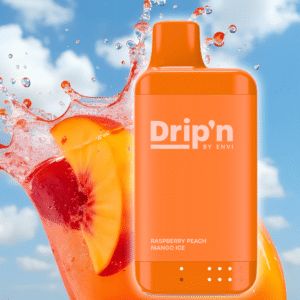 drip'n by envi 16k disposable vape raspberry peach mango ice