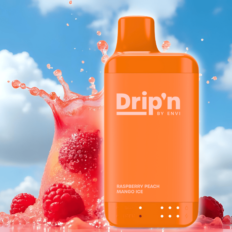 drip'n by envi 16k disposable vape raspberry peach mango ice drip'n by envi 16k disposable vape raspberry peach mango ice