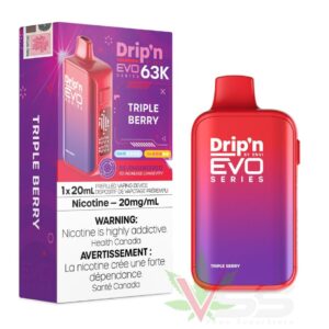drip'n by envi evo 63k disposable vape triple berry
