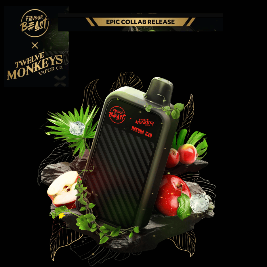 flavour beast x 12 monkeys beast mode max 2 50k disposable hakuna iced flavour beast x 12 monkeys beast mode max 2 50k disposable hakuna iced
