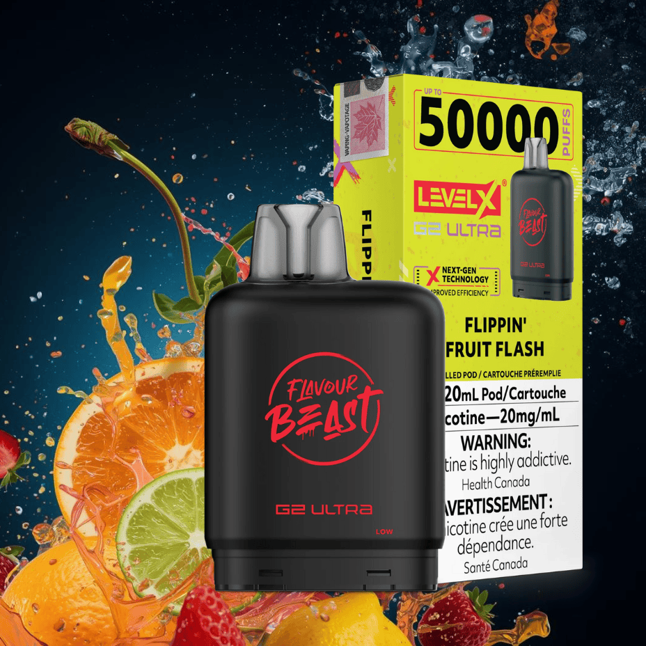 level x g2 ultra flavour beast pod 50k flippin' fruit flash level x g2 ultra flavour beast pod 50k flippin' fruit flash