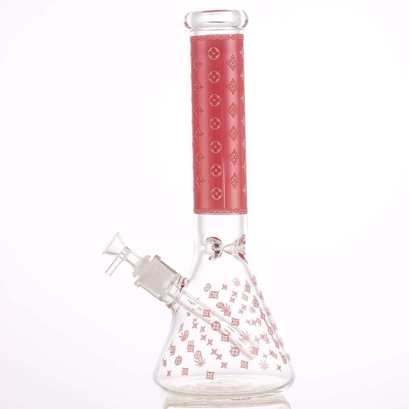 lv pattern 7mm beaker bong glow in the dark 14.5" lv pattern 7mm beaker bong glow in the dark 14.5"