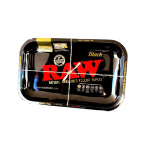 raw black metal rolling tray