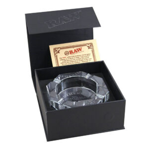 raw lead free crystal glass ashtray + giftbox
