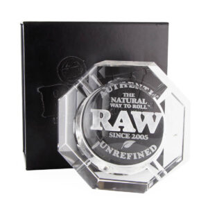 raw lead free crystal glass ashtray + giftbox